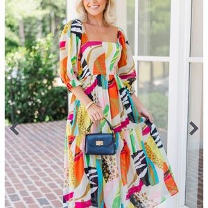 Fate Multicolor puffy Sleeve Maxi Dress